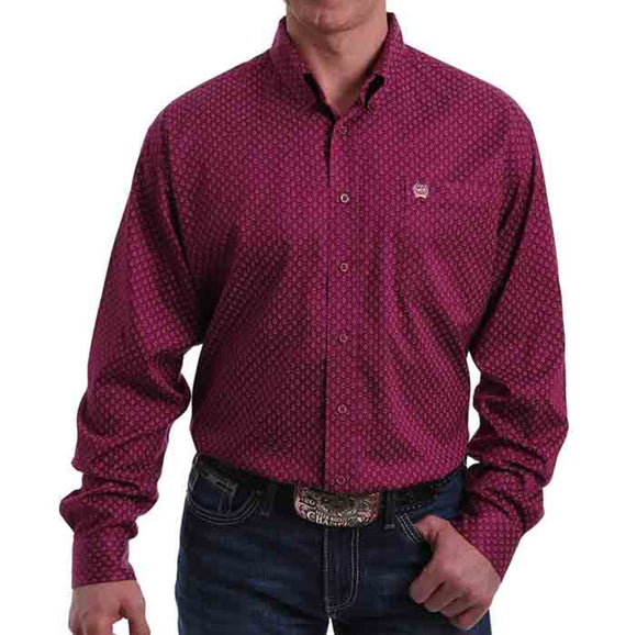 Cinch Burgundy Print Shirt for Men