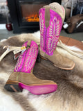 Ariat Frontier Calamity Jane Western Boot - DIJON ROUGHOUT|ELECTRIC RASPBERRY