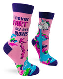 I never Fart My Ass Blows Kisses Women's Crew Socks