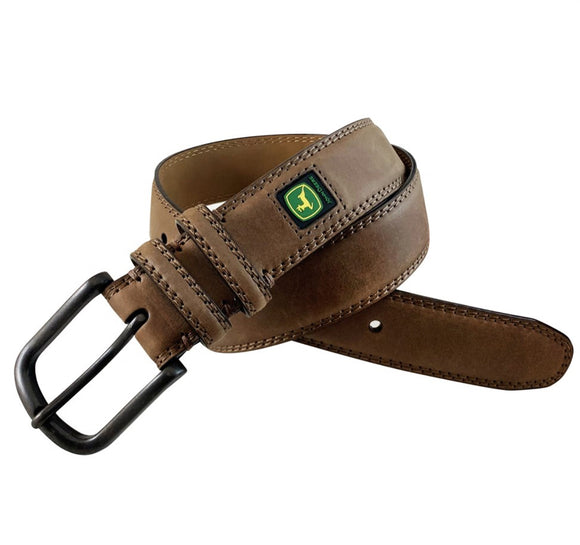 JD BELT-(DARK BROWN) 38MM CRAZY HORSE GENUINE LEATHER BELT - OLD ENGLISH BRASS FINISH BUCKLE