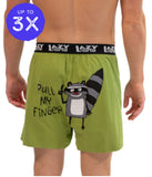 Pull My Finger Men's Funny Raccoon Boxer