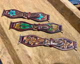 45mm Apple Watch band Floral Tooled Leather: Cactus