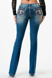 Aztec Quetzal Embroidery Mid-Rise Bootcut| EB-S678: 25