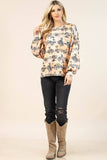 AV1171-JADEN WESTERN BUCKING HORSES PRINT SWEATSHIRT