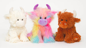 Highland Cow Plush Soft Toy Colourful Rainbow 20cm