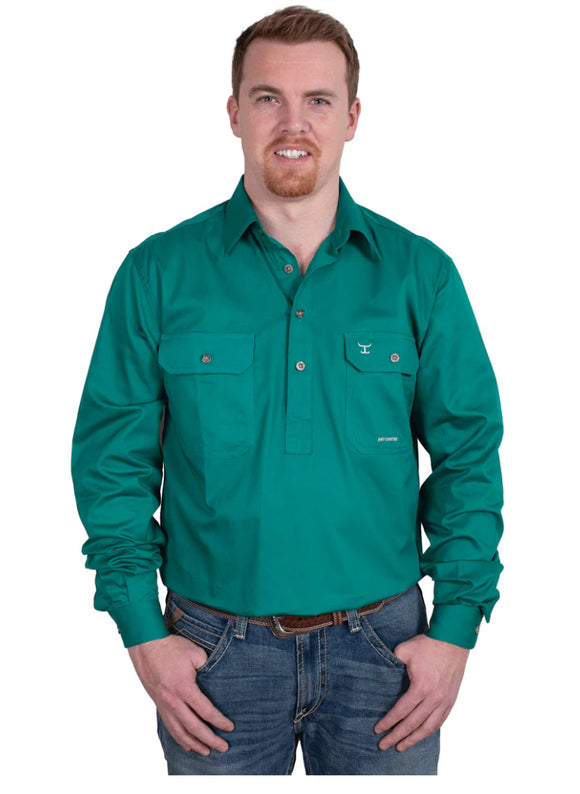 Just Country Men's - Cameron - 1/2 Button - Dark Green