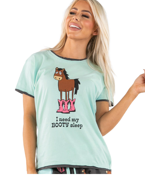 Booty Sleep Women's Regular Fit Horse PJ Tee