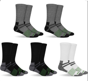 JD CREW WORK SOCKS: ASSORTED COLOURS 5 PACK (2 BLACK, 2 GREY & 1 WHITE)