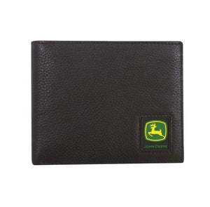 JD BLACK PEBBLE GRAIN LEATHER BI-FOLD WALLET - TRADEMARK LOGO