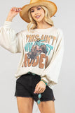 AV1171-KAYLA WESTERN RODEO GRAPHIC SWEATSHIRT: Oatmeal / Contemporary