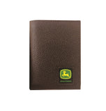 JD BROWN PEBBLE GRAIN LEATHER TRI-FOLD WALLET - TRADEMARK LOGO