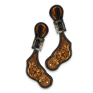 Ezy Ride Spur Strap Shaped Floral Stamping with Antique Buckle Two Tone NE-250