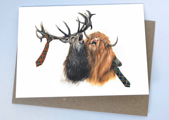 Stag Night (Greeting Card) | Highland Cow Card