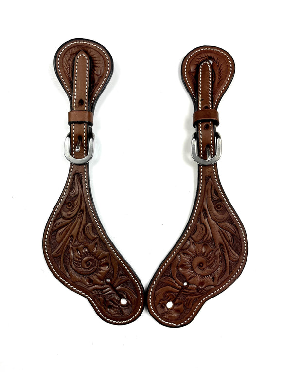 Ezy Ride Spur Strap shaped with Floral Stamping Chocolate