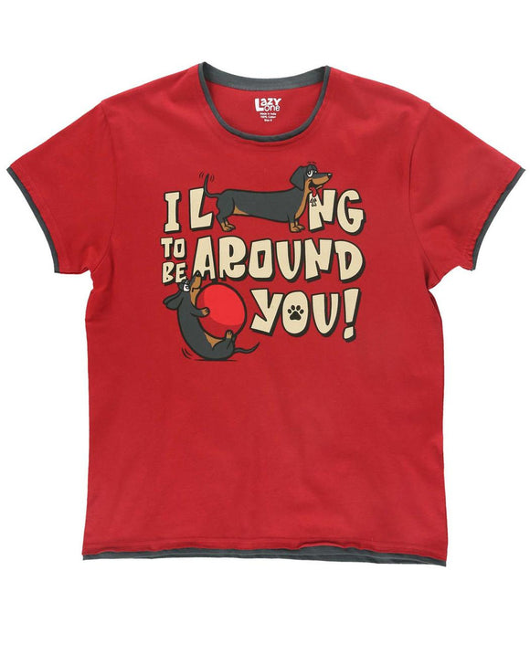 Long To Be Around You Women's Regular Fit Dog Red PJ Tee