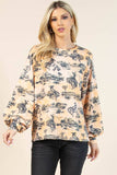 AV1171-JADEN WESTERN BUCKING HORSES PRINT SWEATSHIRT