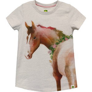 John Deere Girls T Shirt - Horse Print