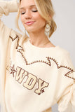 Howdy Studded Yoke Embroidered Sweatshirt - 36547