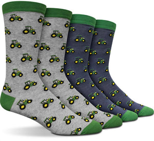 John Deere TRACTOR ROW FASHION SOCKS CREW-2 PACK