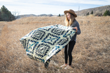 Andean Alpaca Wool Blanket - Blue Chakana