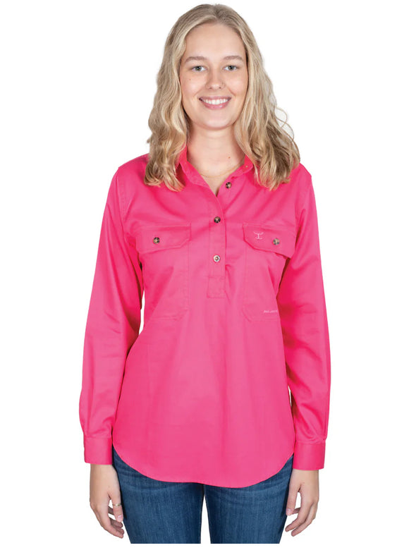 Just Country Women's - Jahna - 1/2 Button - Hot Pink