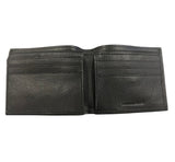 JD BLACK PEBBLE GRAIN LEATHER BI-FOLD WALLET - TRADEMARK LOGO