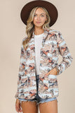 ELINOR HORSE PRINT POCKET BLAZER: KHAKI AV1227