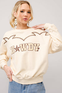 Howdy Studded Yoke Embroidered Sweatshirt - 36547