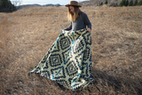 Andean Alpaca Wool Blanket - Blue Chakana