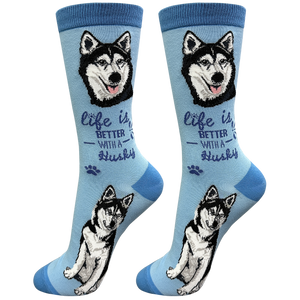 Siberian Husky Dog Socks - Cute Novelty Crew Socks - Unisex