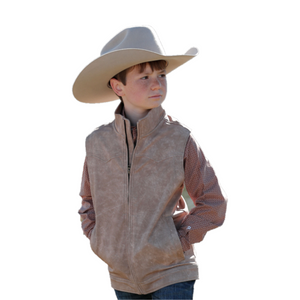 Cinch Youth Boy's Khaki Suede Bonded Vest MWV5510001