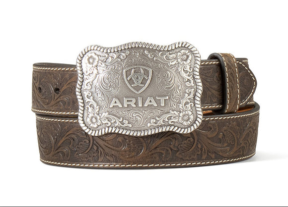 ARIAT FLORAL AGED BARK LIGHT BROWN - ACCESSORIES BELT MEN - A1020444