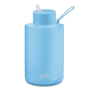 FRANK GREEN - Ceramic Reusable Bottle with Straw Lid - Extra Large 68oz / 2,000ml - Sky Blue