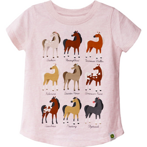 John Deere Girls HORSE BREEDS (PINK) T Shirt