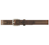 JD BELT-(BROWN) 38MM OIL TANNED LEATHER BELT - SILVER FINISH BUCKLE