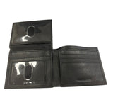 JD BLACK PEBBLE GRAIN LEATHER BI-FOLD WALLET - TRADEMARK LOGO