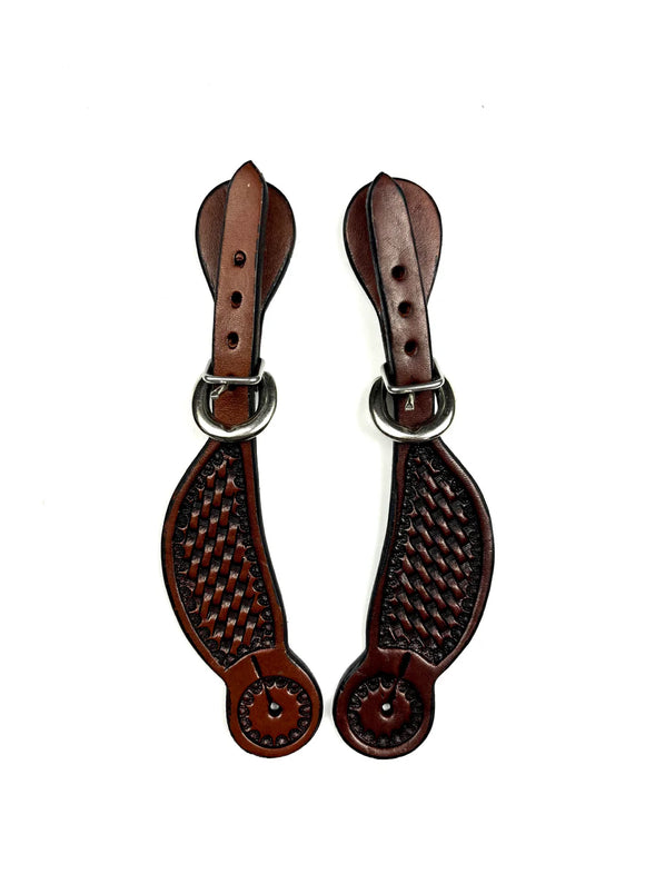 Ezy Ride Spur Strap with Basket Stamped Dark Tan Youth - S-2077