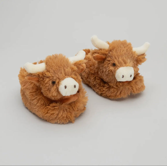 Longhorn Highland Cow Plush Baby Soft Slippers House Shoes