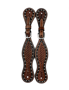 Ezy Ride Spur Strap with Basket Stamp and Border Dots 2 Tone chestnut