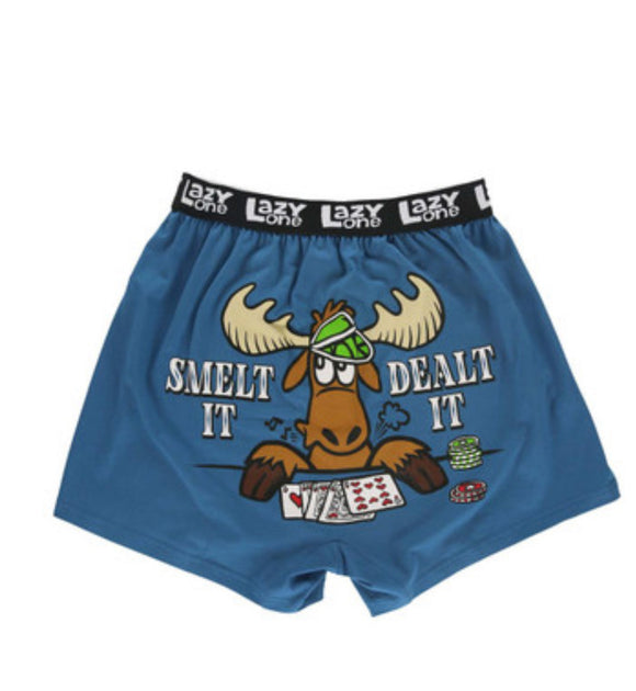 Smelt It Dealt It Men's Funny Moose Boxer