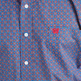 Cinch Blue Geometric Floral Button Down Shirt