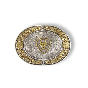 A37020 Ariat Oval Smooth Edge Floral Emblem Belt Buckle