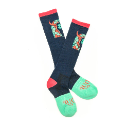 Lucky Chuck - LUCKY CLOVER STEER HEAD NAVY/PINK PERFORMANCE SOCKS