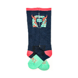 Lucky Chuck - LUCKY CLOVER STEER HEAD NAVY/PINK PERFORMANCE SOCKS