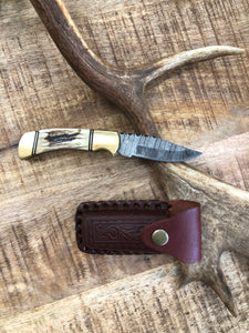 Deer Antler And Brass Bolster Pocket Knife - VG46