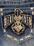 Aztec Quetzal Embroidery Mid-Rise Bootcut| EB-S678: 25