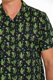 Cinch Mens Christmas Cactus Short Sleeve Shirt - Black