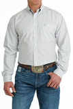 MEN'S PLAID BUTTON-DOWN WESTERN SHIRT - WHITE / BLUE / ORANGE