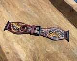 45mm Apple Watch band Floral Tooled Leather: Cactus