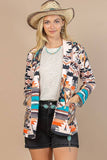 AV1227-DANYA WESTERN PRINT MEDIUM WEIGHT WOVEN BLAZER: Multi-Colored